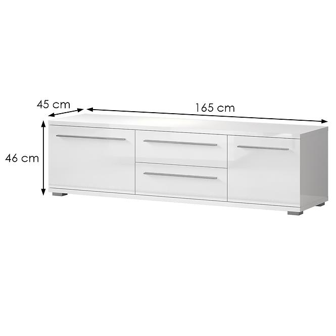 TV stolík Piano TV165-2K2F/PN-70/KA/70 lakované crystal white