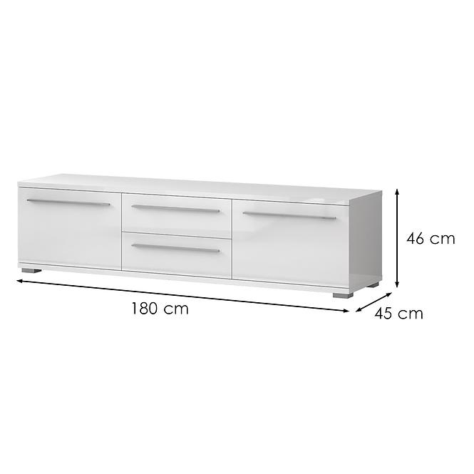 TV stolík Piano TV180-2K2F/PN-70/KA/70 lakované crystal white