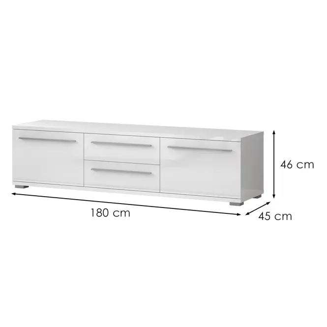 TV stolík Piano TV180-2K2F/PN-70/KA/70 lakované crystal white,2