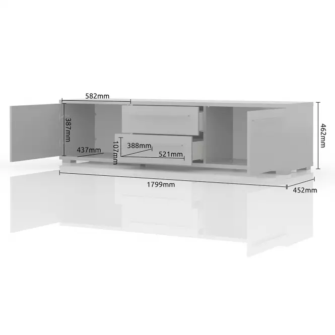 TV stolík Piano TV180-2K2F/PN-70/KA/70 lakované crystal white