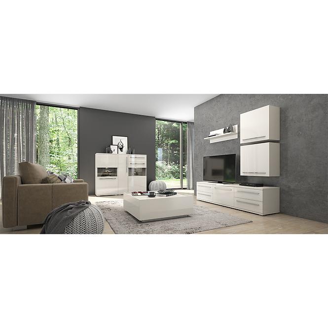 TV stolík Piano TV180-2K2F/PN-70/KA/70 lakované crystal white