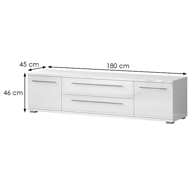 TV stolík Piano TV180-2K2FV/PN-70/KA/70 lakované crystal white