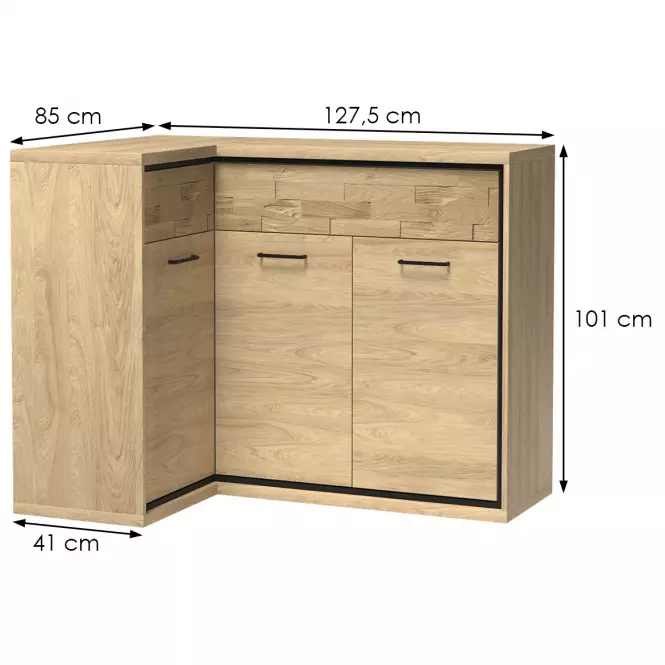 Komoda Rohová Doska M15* Odraz Mediolan Natural Hikora,3