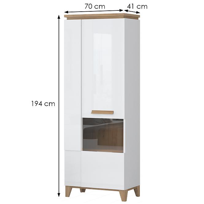 Vitrína Brio V2S lakované pacific walnut/crystal white,2