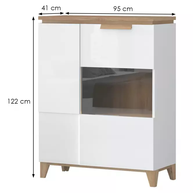 Vitrína Brio K2S lakované pacific walnut/crystal white,2