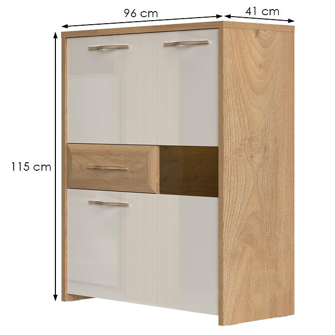 Vitrína Gala V96-3KS1F/GL lakované pacific walnut/beige,2