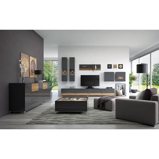 Vitrína Onyx V90-2KS/ON lakované anthracite/pacific walnut