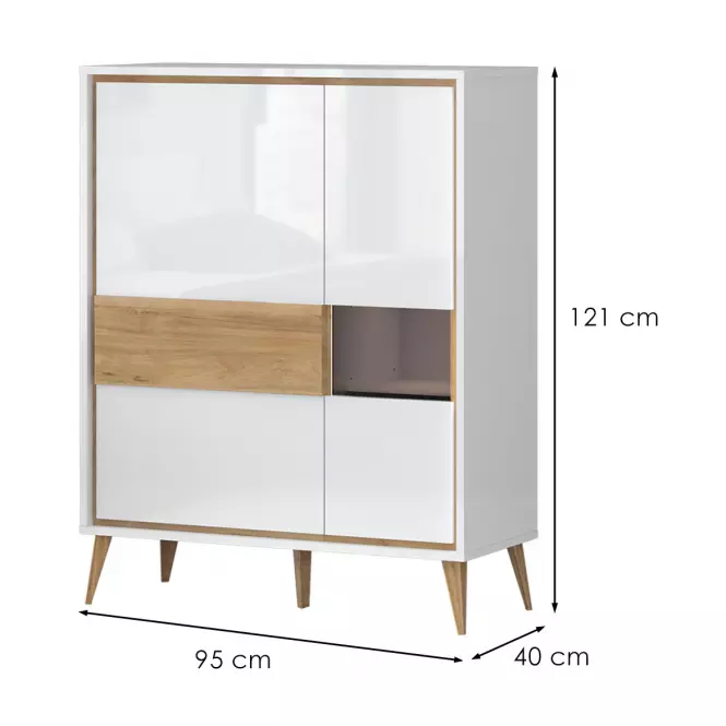 Vitrína Vida-K2S lakované pacific walnut/crystal white
