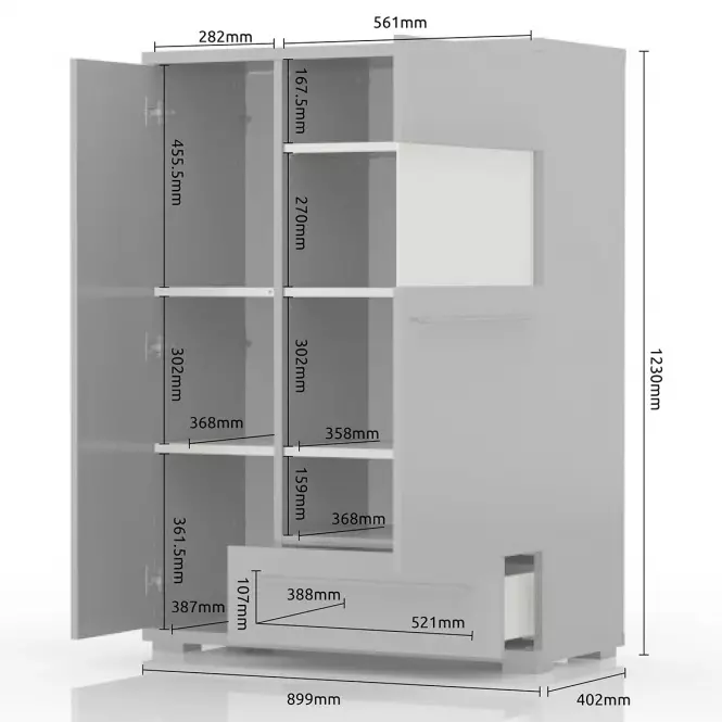 Vitrína Piano V90-2KS1F/PN-70/KA/70 lakované crystal white