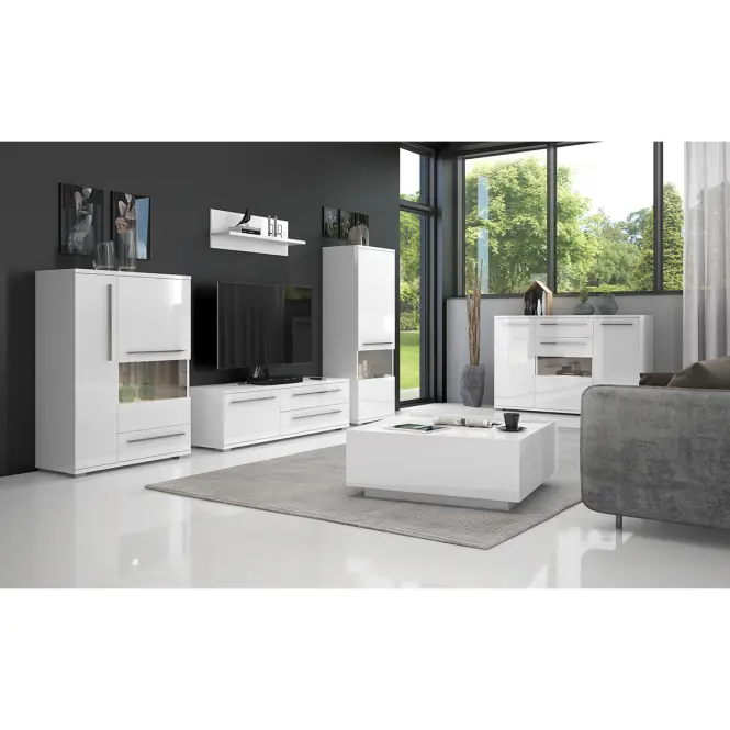 Vitrína Piano V90-2KS1F/PN-70/KA/70 lakované crystal white,5