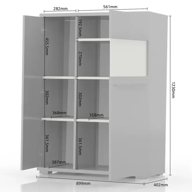 Vitrína Piano V90-2KSV/PN-70/KA/70 lakované crystal white,3
