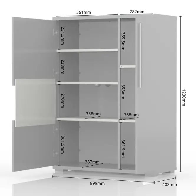 Vitrína Piano V90-2KS/PN-70/KA/70 lakované crystal white,3