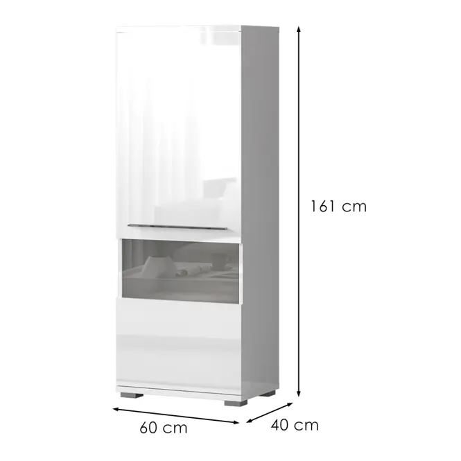 Vitrína Piano V60V-1KS/PN-70/KA/70 lakované crystal white,2