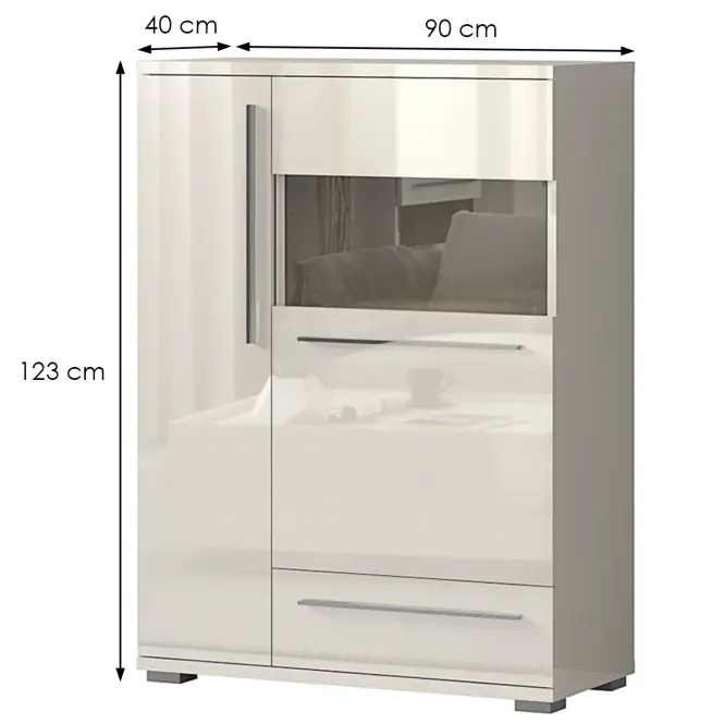 Vitrína Piano V90-2KS1F/PN-71/KA/71 lakované beige,2