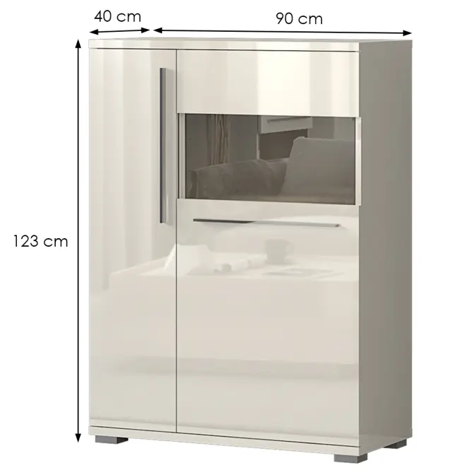 Vitrína Piano V90-2KSV/PN-71/KA/71 lakované beige