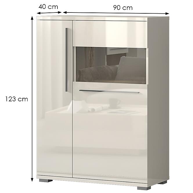 Vitrína Piano V90-2KSV/PN-71/KA/71 lakované beige,2