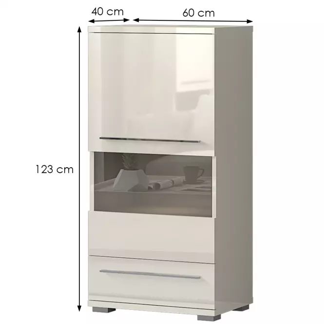 Vitrína Piano V60-1KS1F/PN-71/KA/71 lakované beige