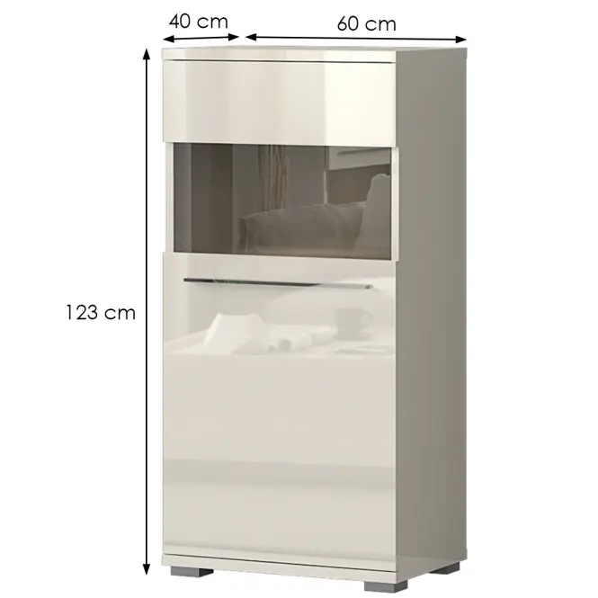 Vitrína Piano V60-1KSV/PN-71/KA/71 lakované beige,2