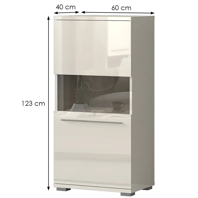 Vitrína Piano V60-1KS/PN-71/KA/71 lakované beige,2