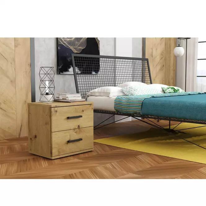Nočný stolík Goda II 2S artisan + čierna rukoväť