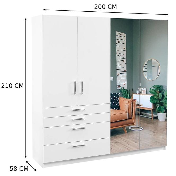 Skriňa Pekos 200 Lux biely/zrkadlo