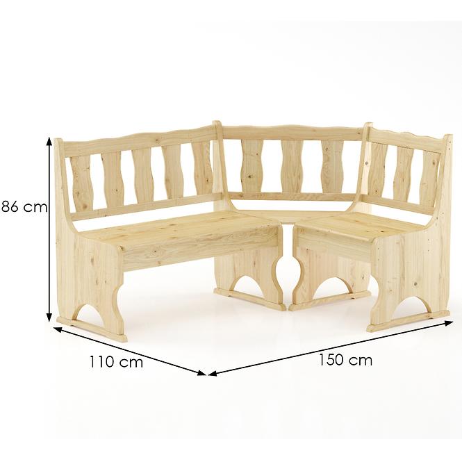 Rohová lavica borovica NR101-150x86x110 surová