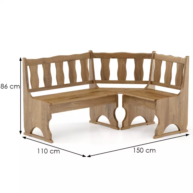 Rohová lavica borovica NR101-150x86x110 dub,4