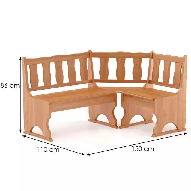 Rohová lavica borovica NR101-150x86x110 jelša