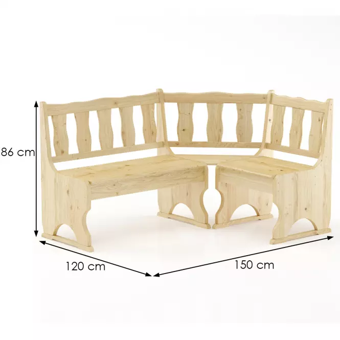 Rohová lavica borovica NR103-150x86x120 surová