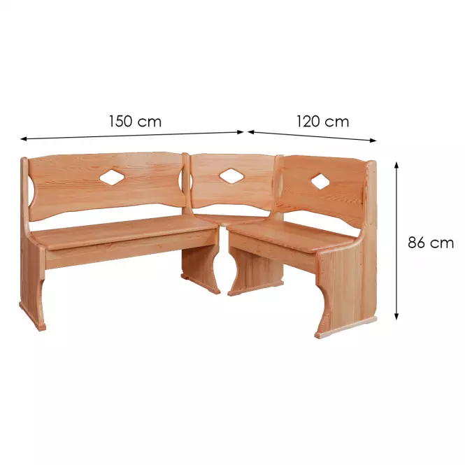 Rohová lavica borovica NR103-150x86x120 jelša,2
