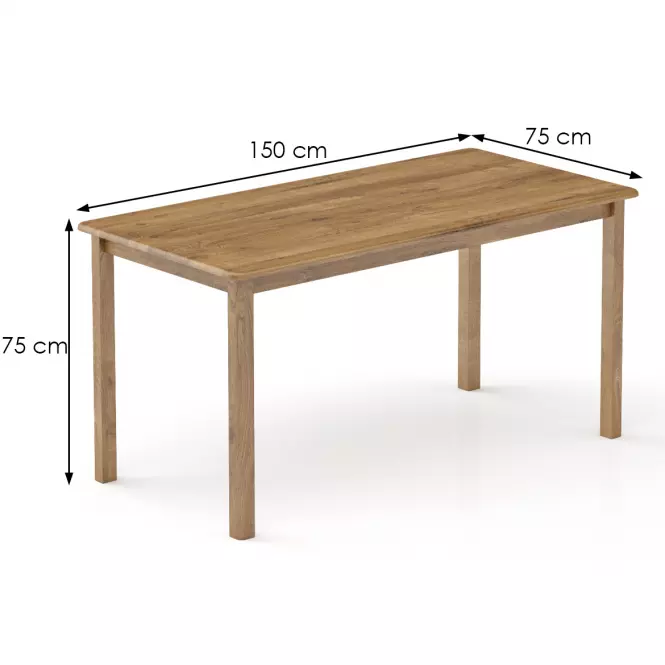 Stôl borovica ST104-150x75x75 dub,3