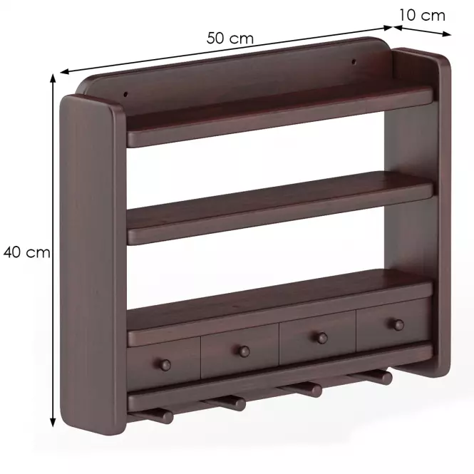 Polička borovica PK118-50x40x10 orech,3