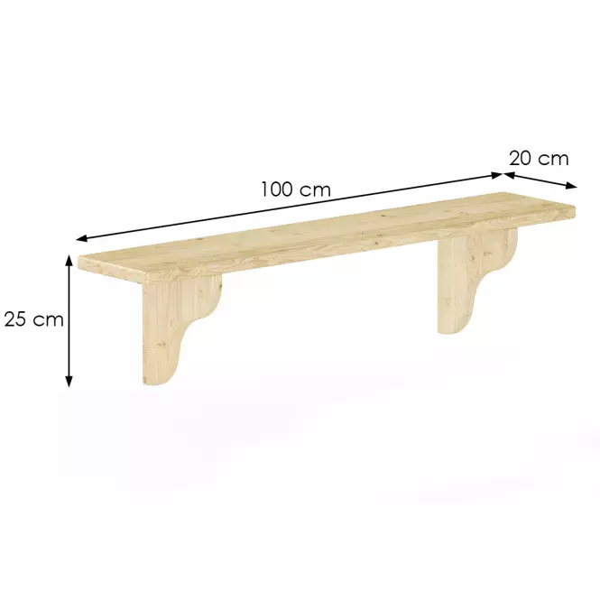 Polička borovica PK120-100x25x20 surová