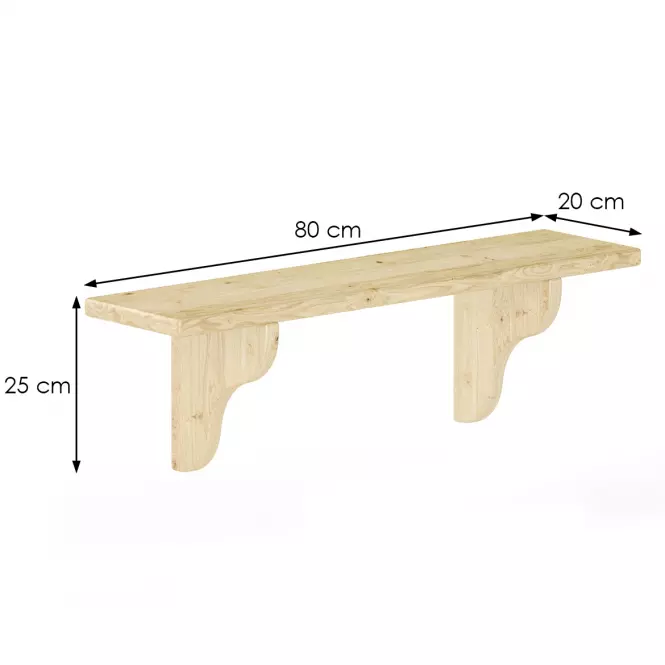 Polička borovica PK121-80x25x20 surová,3