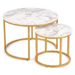 Konferenčný stolík Paola White Marble-Gold