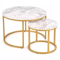 Konferenčný stolík Paola White Marble-Gold