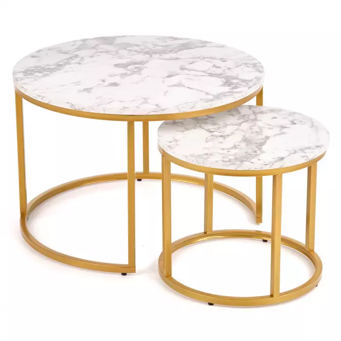 Konferenčný stolík Paola White Marble-Gold