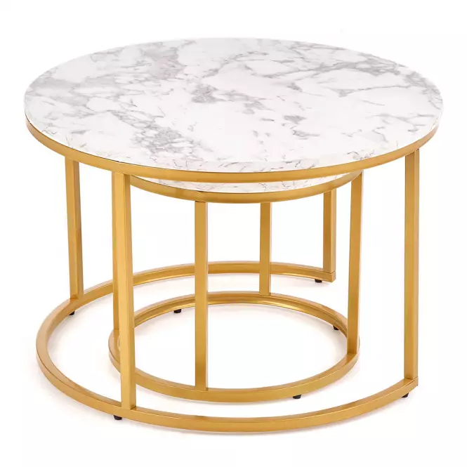 Konferenčný stolík Paola White Marble-Gold,2