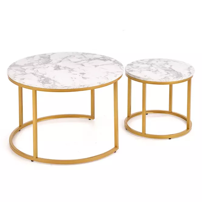 Konferenčný stolík Paola White Marble-Gold,3