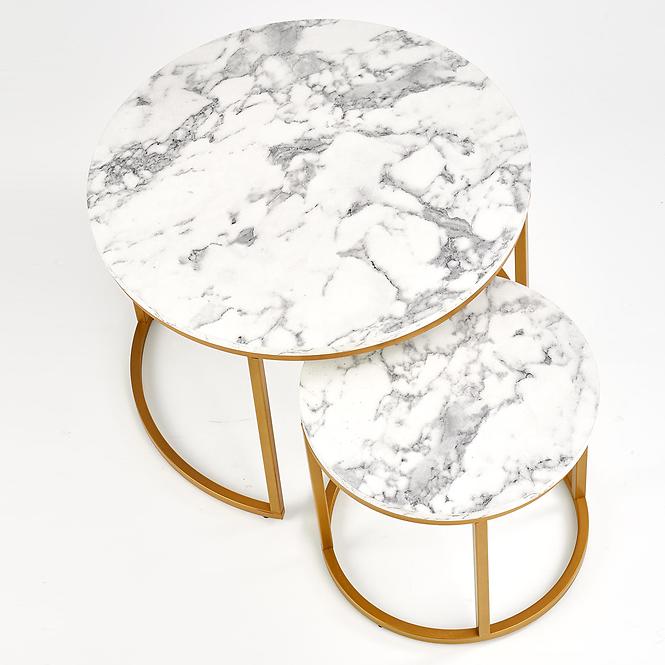 Konferenčný stolík Paola White Marble-Gold