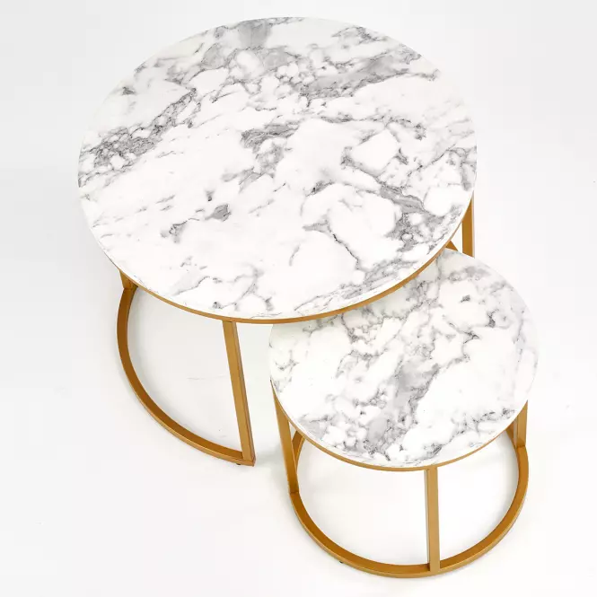 Konferenčný stolík Paola White Marble-Gold,4
