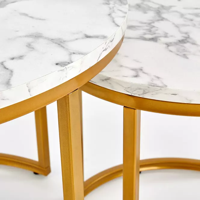 Konferenčný stolík Paola White Marble-Gold,6