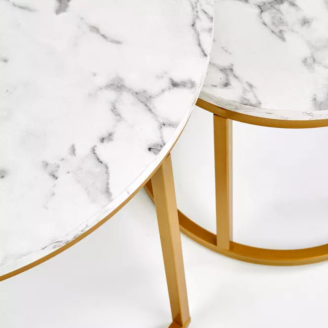 Konferenčný stolík Paola White Marble-Gold