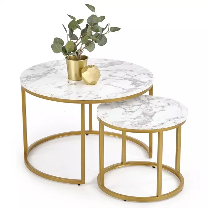 Konferenčný stolík Paola White Marble-Gold,8