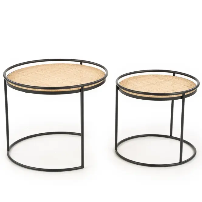 Konferenčný stolík Manado Rattan prírodná / čierna Kpl-2