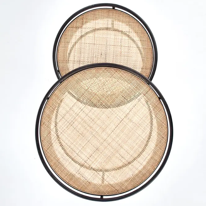 Konferenčný stolík Manado Rattan prírodná / čierna Kpl-2