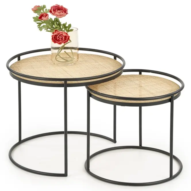 Konferenčný stolík Manado Rattan prírodná / čierna Kpl-2