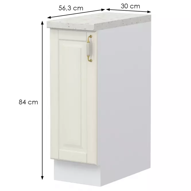 Kuchynská skrinka Evergreen R-30-1K/4 ivorymat