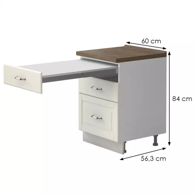 Kuchynská skrinka Evergreen R-60-3FS/4 standard ivorymat