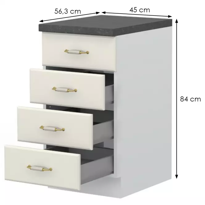 Kuchynská skrinka Evergreen R-45-4MBOX/4 4S ivorymat